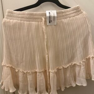 She + Sky Cream Ruffle Skater Skirt